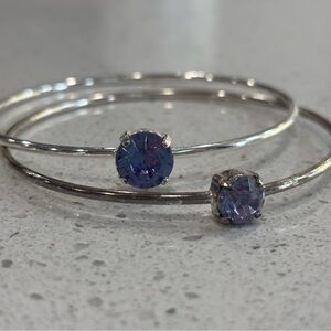 Elegant Silver and Purple Stone Bangles